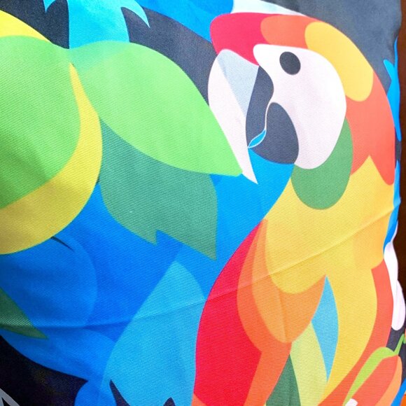 Set/2 Contemporary Jungle Parrots Outdoor Waterproof Patio Pillow Cushion Covers - Picture 3 of 4